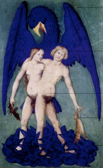 The Androgyne. Miniature from Aurora consurgens, mid 15th century. Zurich, Zentralbibliothek